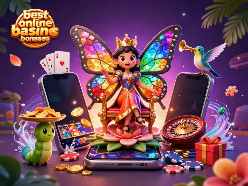 Experience the excitement of the best online casino bonuses Australia with a vibrant 3D illustration of a casino-themed world.