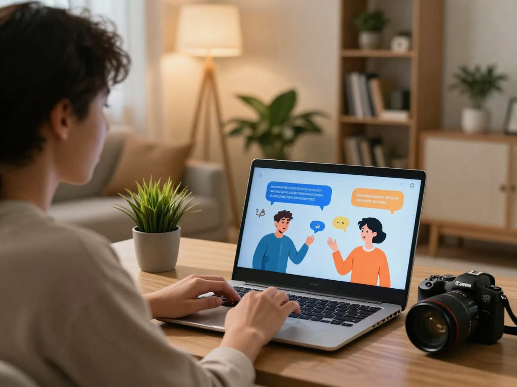 Engaging user interaction with sex chat ai in a vibrant virtual space, showcasing diverse emotions and technology.