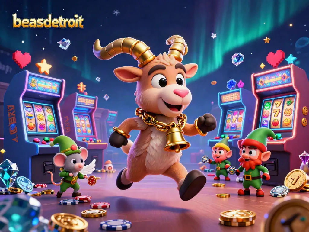Experience the thrilling casino vibe at beasdetroit with Krampus and mischievous characters in action.